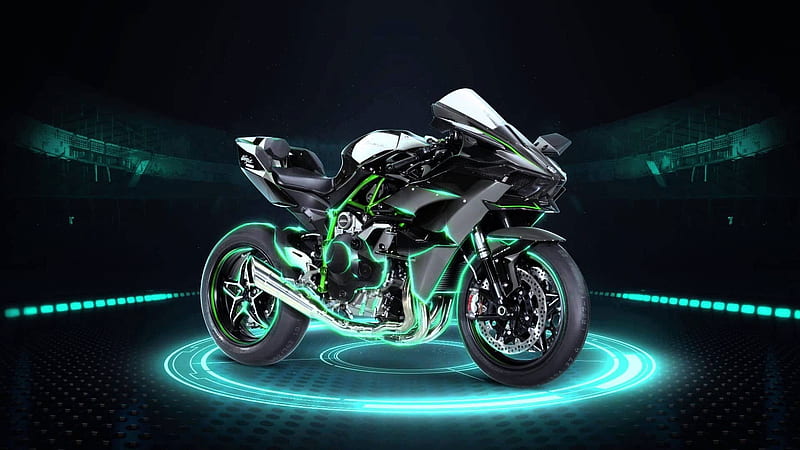 Black And Green Kawasaki H2R Sports Bike , Motorcycle, Kawasaki Ninja H2R • For You, HD wallpaper