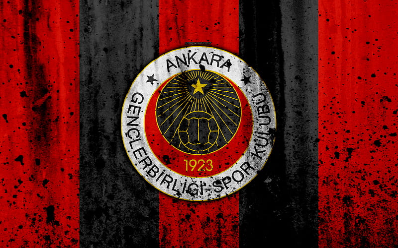 FC Genclerbirligi Super Lig, logo, Turkey, soccer, football club, grunge, Genclerbirligi, art, stone texture, Genclerbirligi FC, HD wallpaper
