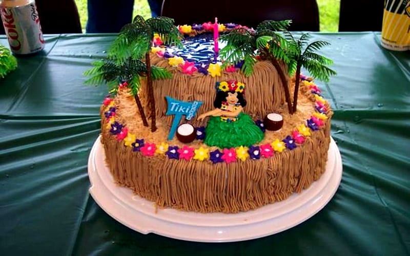 Luau Birtay Cake, Palm, Luau, Cake, Trees, Woman, Birtay, HD wallpaper