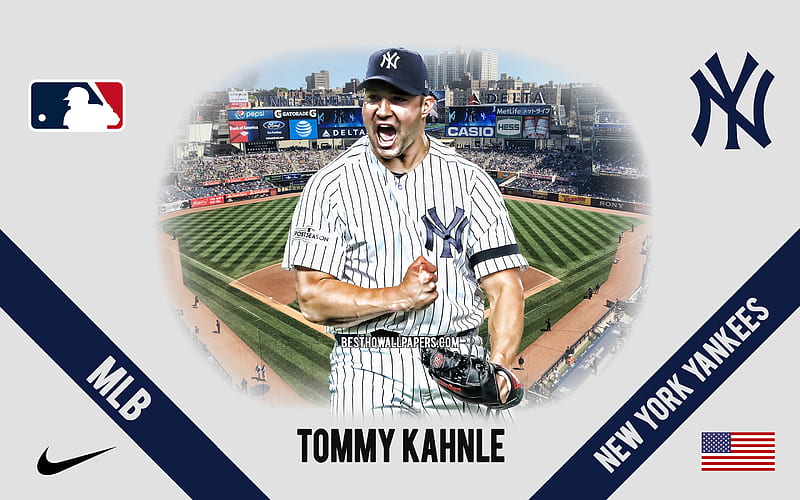 Tommy Kahnle, New York Yankees, American Baseball Player, MLB, portrait, USA, baseball, Yankee Stadium, New York Yankees logo, Major League Baseball, HD wallpaper