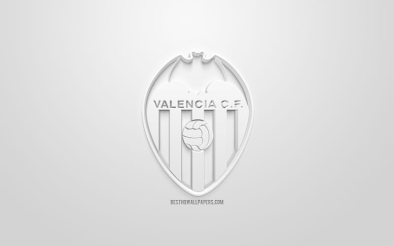 Valencia CF, creative 3D logo, white background, 3d emblem, Spanish football club, La Liga, Valencia, Spain, 3d art, football, stylish 3d logo, HD wallpaper