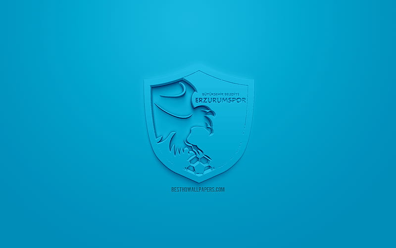 Erzurum BB, creative 3D logo, blue background, 3d emblem, Turkish football club, SuperLig, Erzurum, Turkey, Turkish Super League, 3d art, football, 3d logo, HD wallpaper