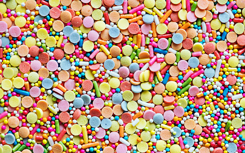 colorful candies background macro, candies textures, sweets, food background, candies backgrounds, candies, HD wallpaper