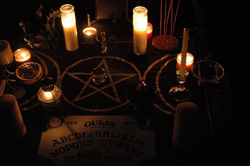 ouija, candle, pentagram, witchcraft, HD wallpaper
