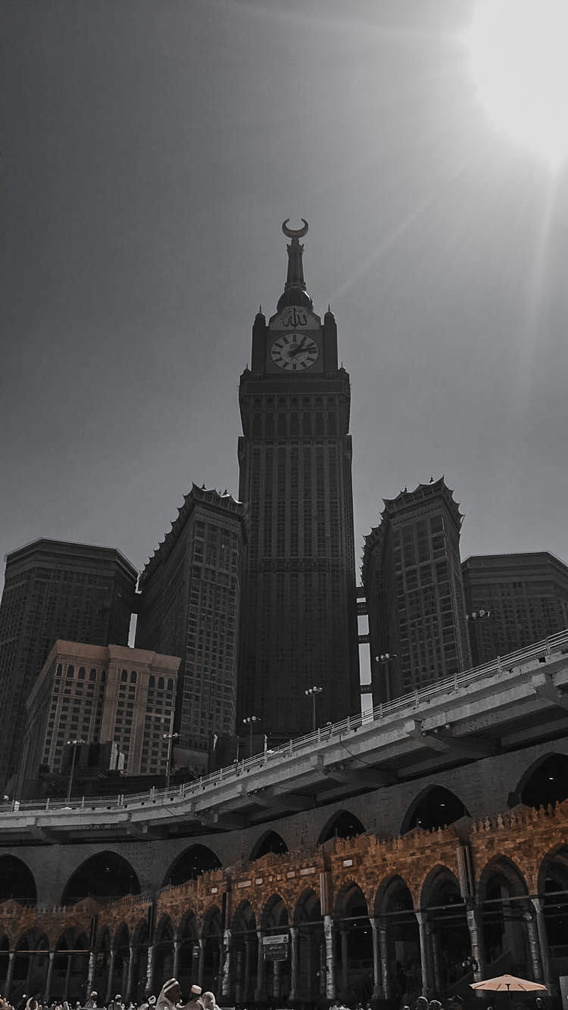 Clock tower, clocktower, day, makkah, new, sky, sun, HD phone wallpaper