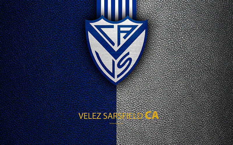 Club Atletico Velez Sarsfield logo, Buenos Aires, Argentina, leather texture, football, Argentinian football club, Velez Sarsfield FC, emblem, Superliga, Argentina Football Championships, First Division, HD wallpaper