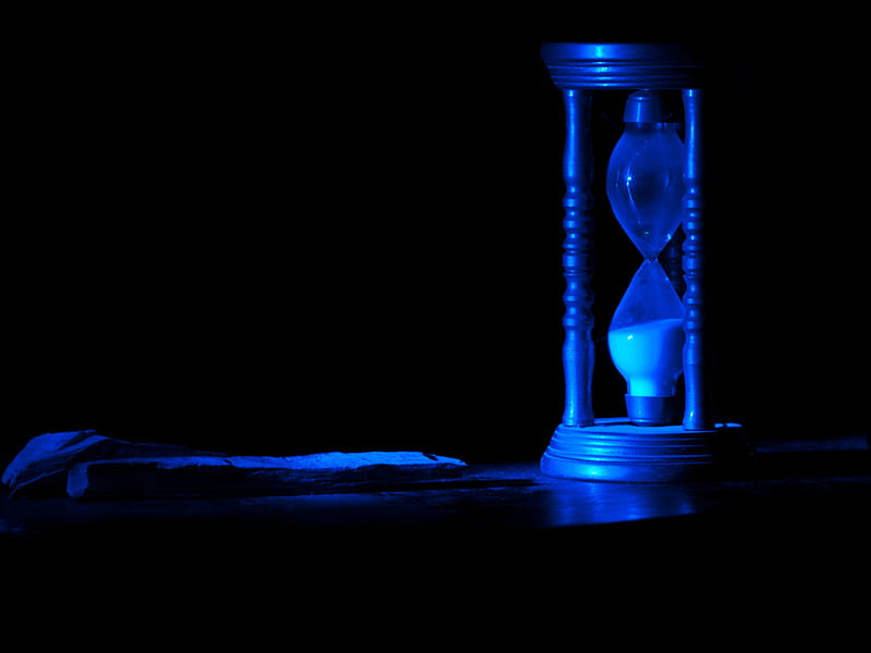 Hourglass, graphy, black, abstract, blue, HD wallpaper