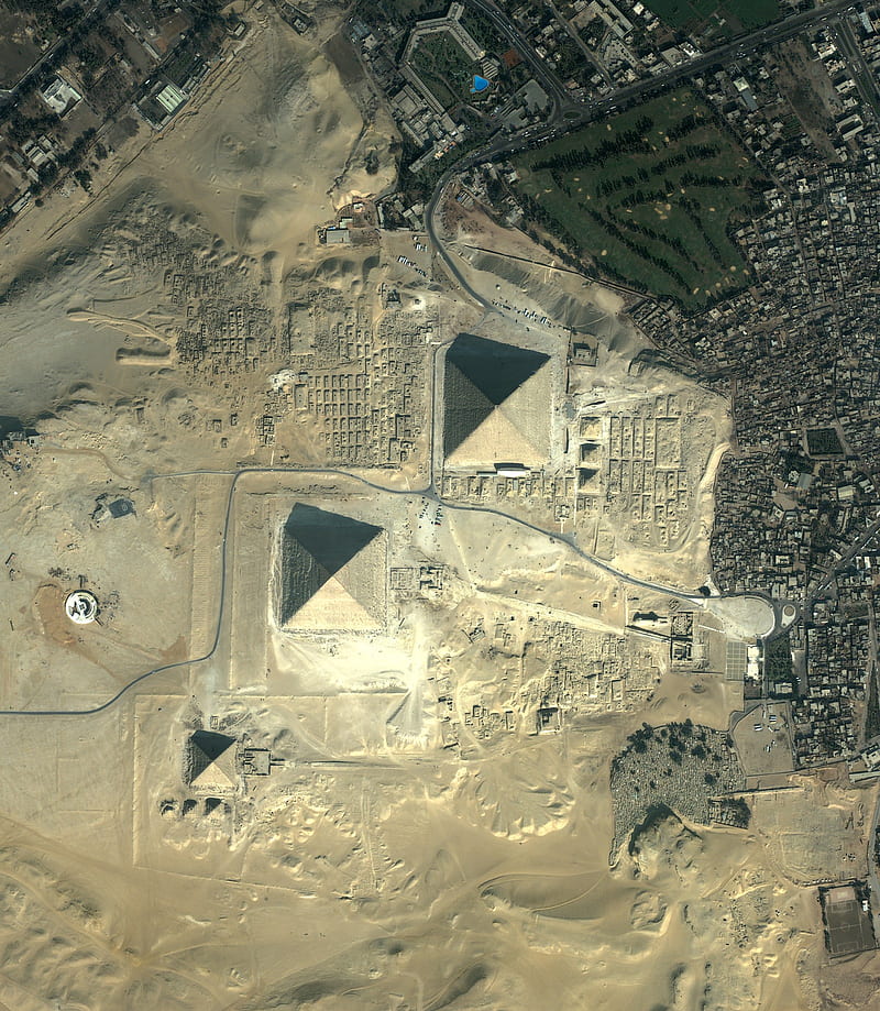 Pyramids of Giza, aerial view, Egypt, pyramid, history, ancient, HD phone wallpaper