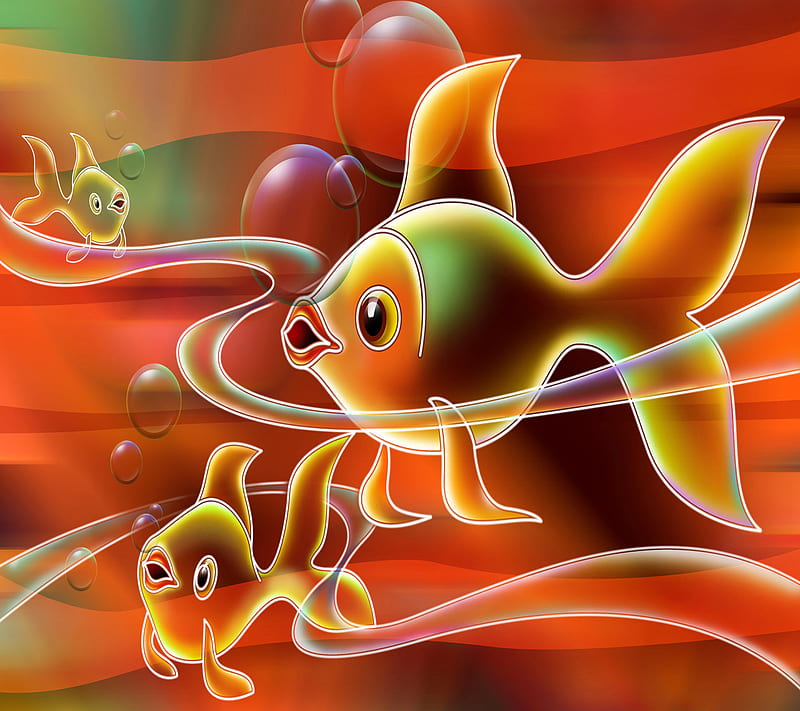Gold Fishes, HD wallpaper