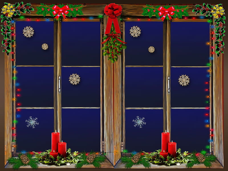 Christmas window, pretty, window, christmas, holiday, decoration ...