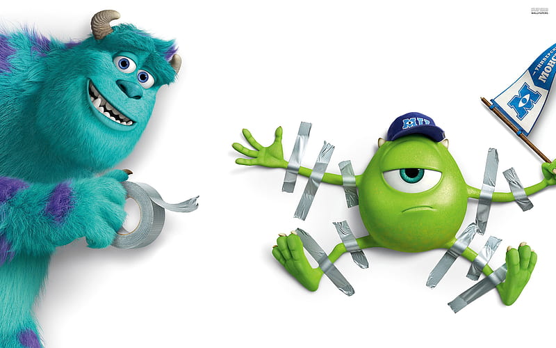 Mike And James Monster University, pixar, disney, movies, monsters-university, animated-movies, HD wallpaper