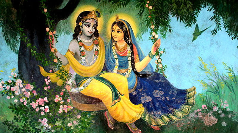 Radha and Krishna Nature Background God Krishna, HD wallpaper