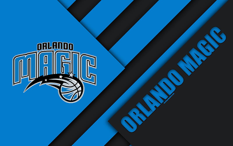 Orlando Magic logo, material design, American basketball club, black and blue abstraction, NBA, Orlando, Florida, USA, basketball, HD wallpaper