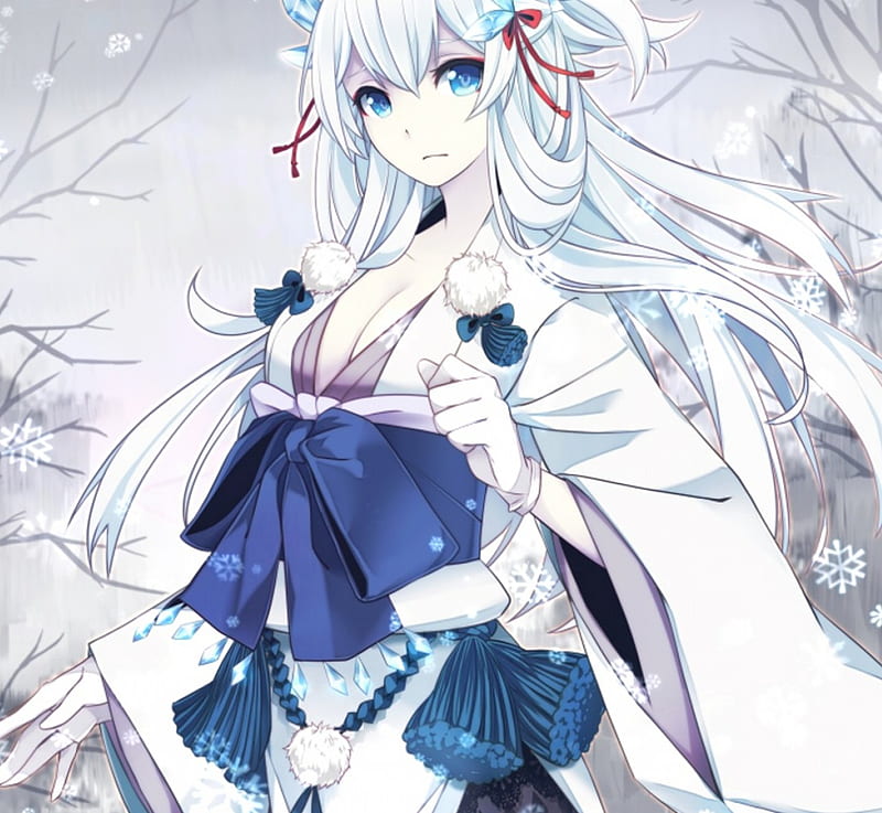 princess of snow, cute, pretty, girl, snow, anime, ice, bonito, princess, HD wallpaper