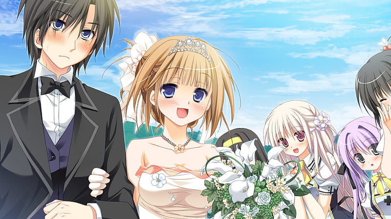 ♡ Married ♡, veil, sweet, floral, marry, groom, anime, handsome, anime girl, HD wallpaper Peakpx picture