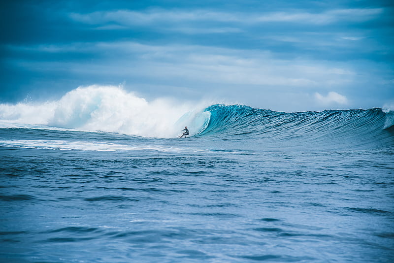 wave, surfer, surfing, ocean, water, HD wallpaper