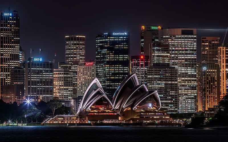 Sydney Opera House, modern buildings, nightscapes, Sydney, Australia, HD wallpaper