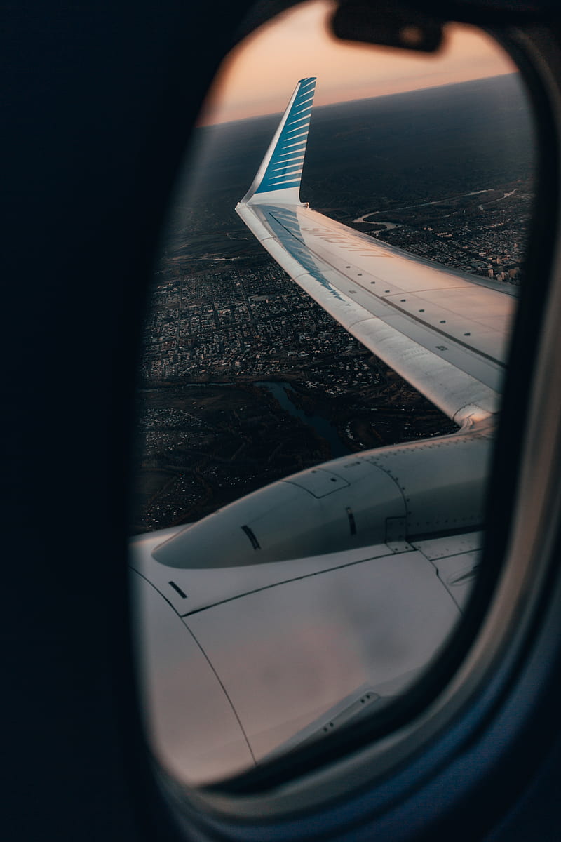 airplane, porthole, wing, view, overview, HD phone wallpaper