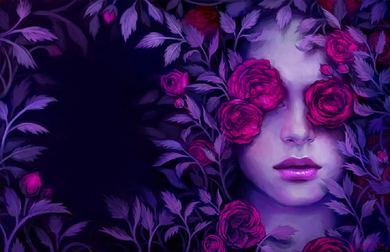 Rose's Grave, pretty, art, fantasy, gothic, girl, digital, woman, roses, HD wallpaper