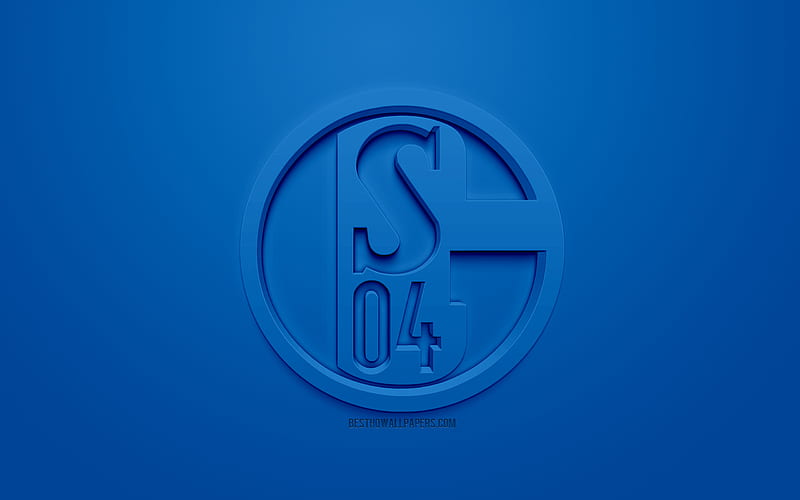 FC Schalke 04, creative 3D logo, blue background, 3d emblem, German football club, Bundesliga, Gelsenkirchen, Germany, 3d art, football, stylish 3d logo, HD wallpaper