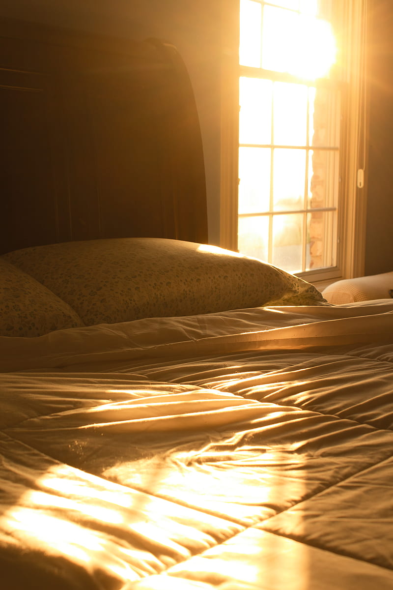 bed, window, light, morning, HD phone wallpaper