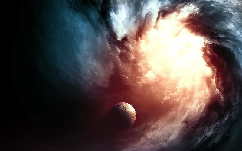 galactic maelstrom, planet, nebula, Space, HD wallpaper