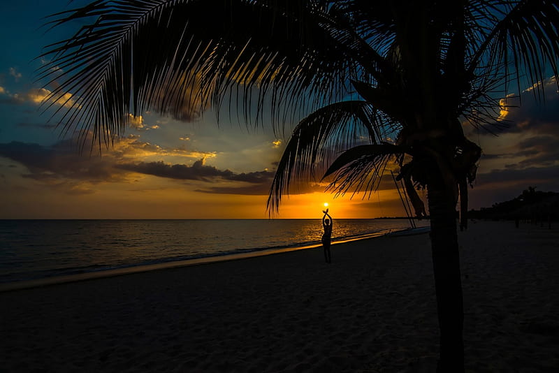 Wonderful Sunset, beach, sunset, girl, sea, HD wallpaper