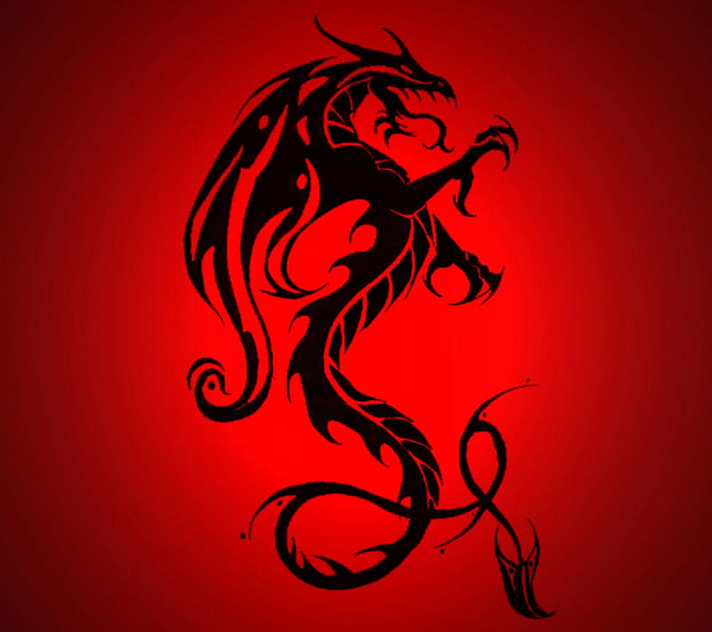 Red Dragon, art, celtic, cool, desenho, drawing, new, nice, HD wallpaper