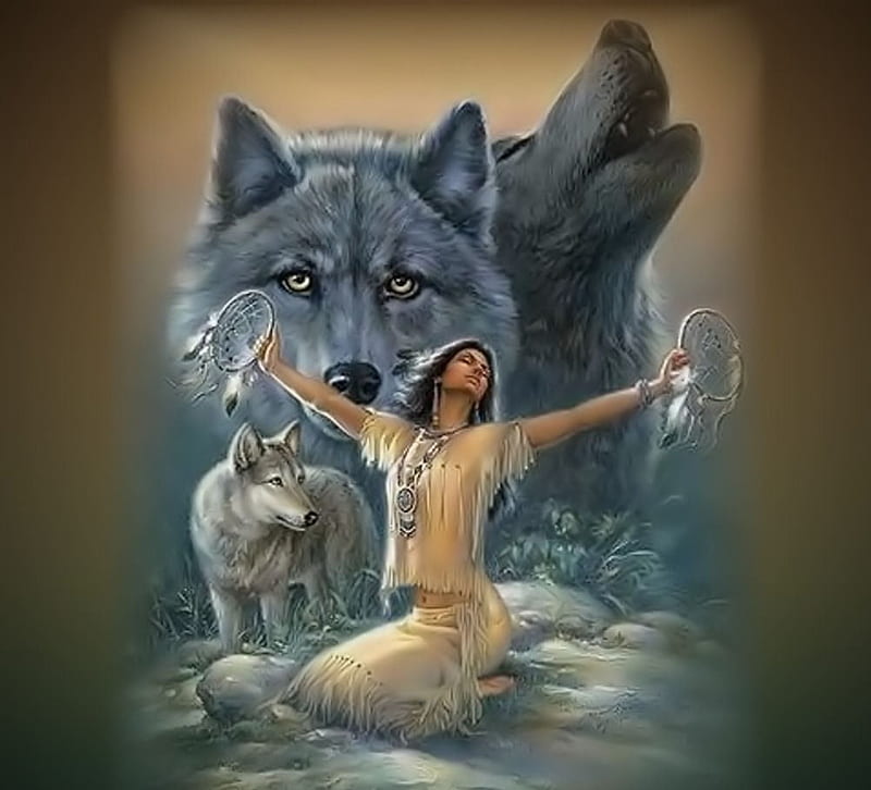 GHOST WOLF DANCING, spirit, ghost, gris, wolf, dancing, HD wallpaper