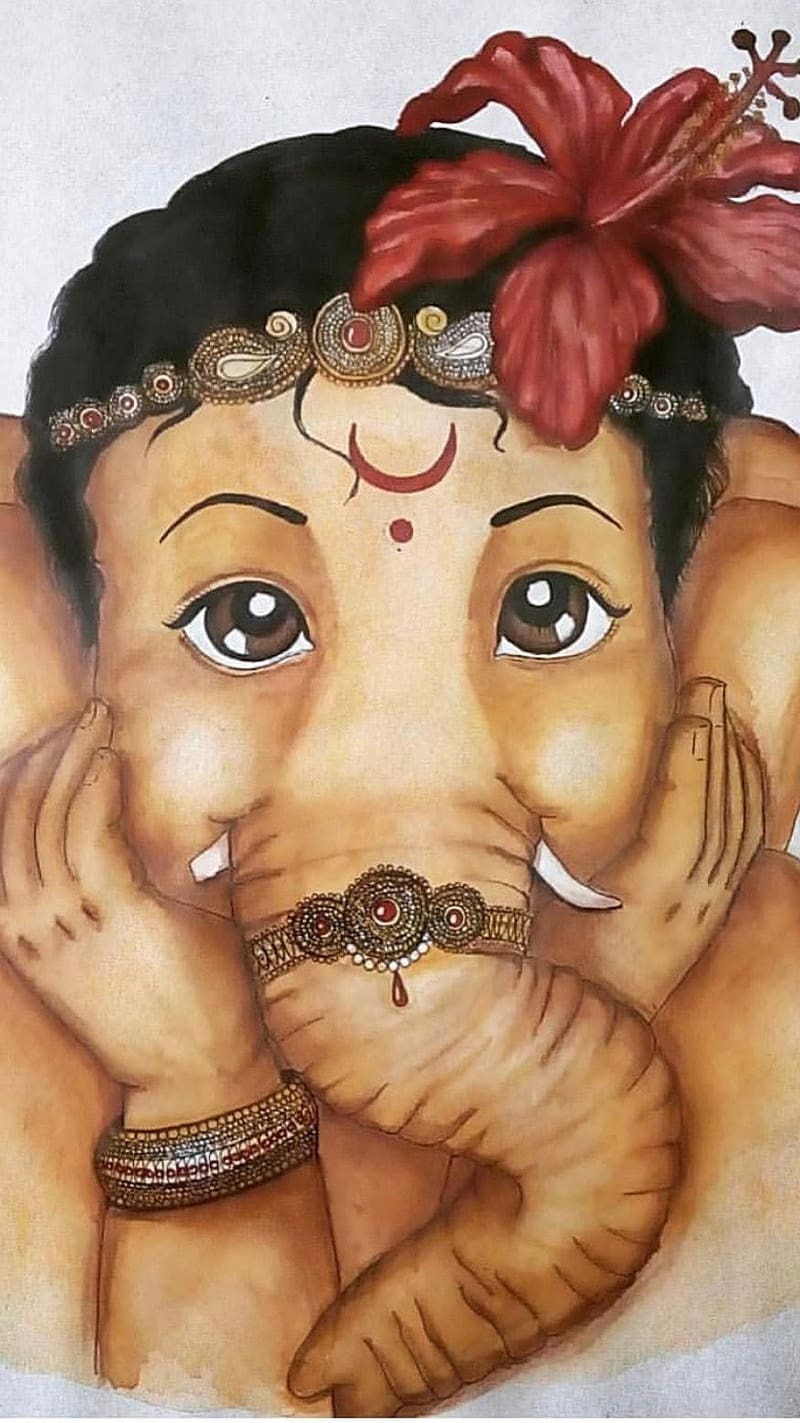 Ganesh Ganpati With Painting Effect, ganesh ganpati, painting effect, HD phone wallpaper