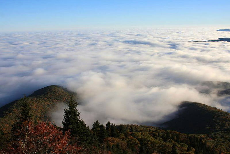 Blue Ridge Parkway, Mountains, clouds, Autumn, Nature, HD wallpaper