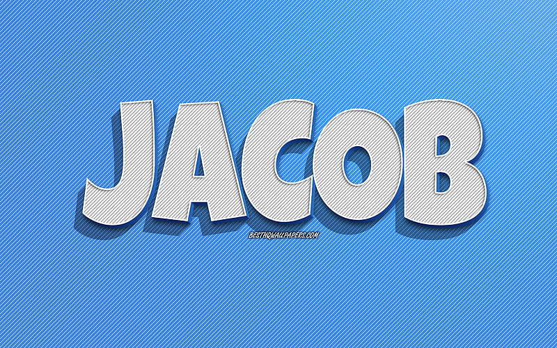 Jacob, blue lines background, with names, Jacob name, male names, Jacob greeting card, line art, with Jacob name, HD wallpaper