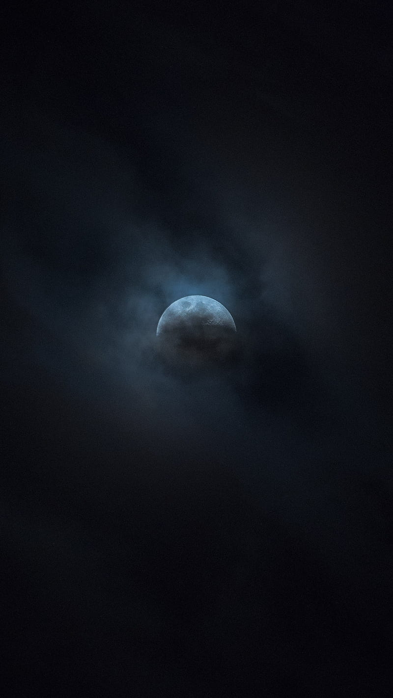 moon, clouds, sky, night, dark, HD phone wallpaper