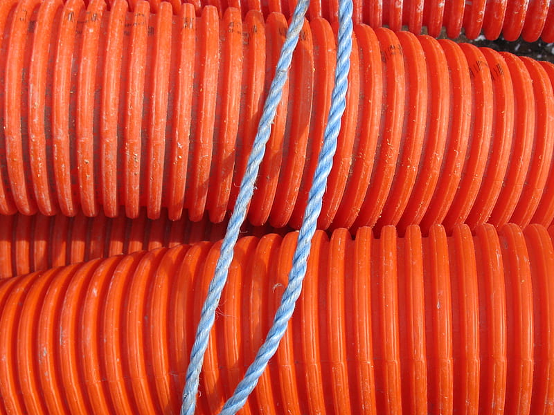 Ribbed & String , pipe, orange, blue, string, HD wallpaper