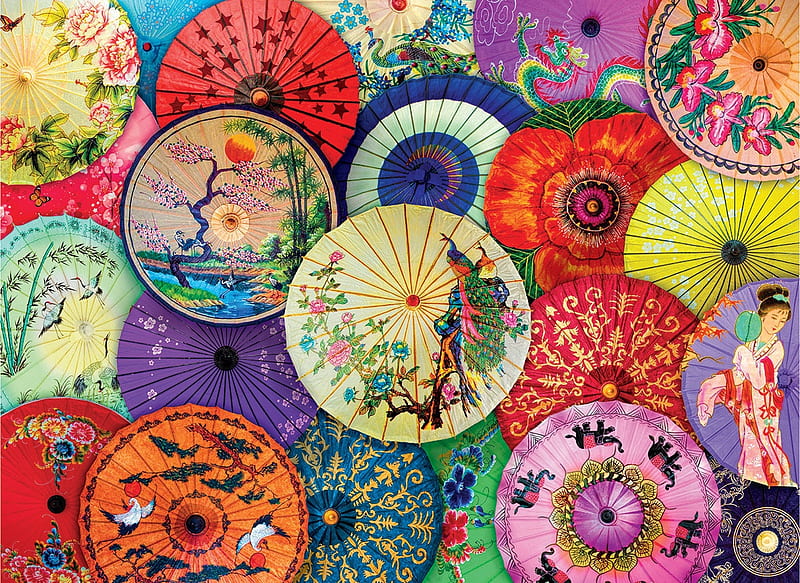 Parasols, colorful, vara, texture, summer, asian, paper, skin, parasol, HD wallpaper