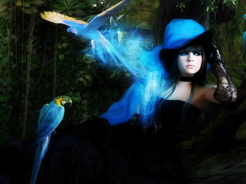 a-forest-of-wonders-green-girl-birds-a-blue-hd-wallpaper-peakpx