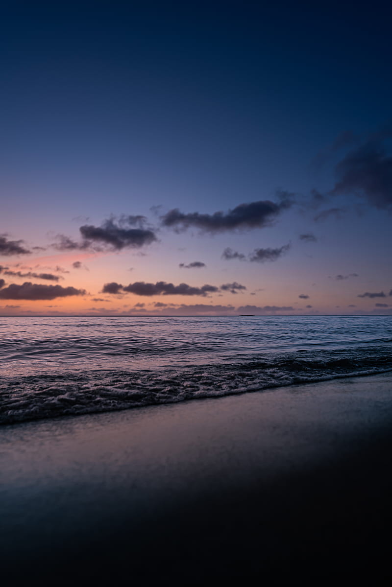 sea waves crashing on shore during sunset, HD phone wallpaper