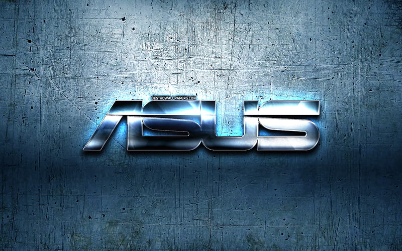 Asus metal logo, blue metal background, artwork, Asus, brands, Asus 3D logo, creative, Asus logo, HD wallpaper