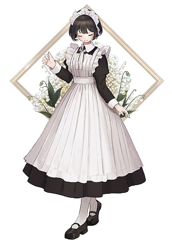 Anime maid girl, clock, headdress, short hair, maid outfit, Anime, HD  wallpaper | Peakpx