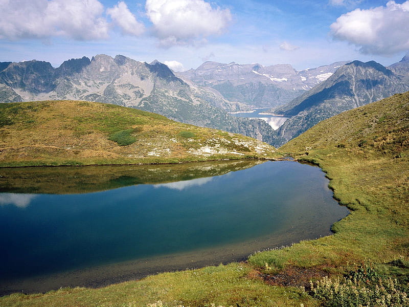 Lake Catogne Valais Switzerland, mountain, lake, landscape, HD wallpaper