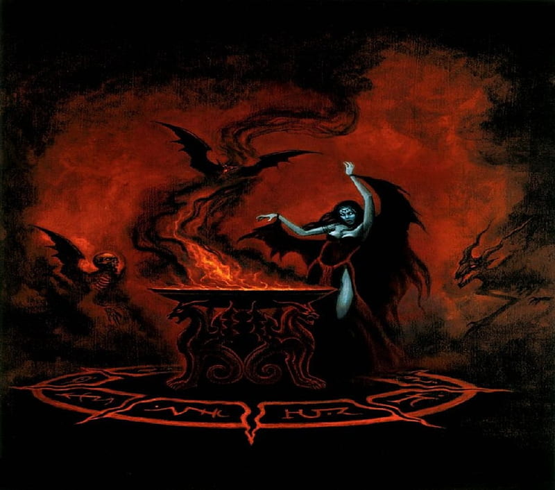 Dark Spell, demons, witch, fire, fantasy, hell, HD wallpaper