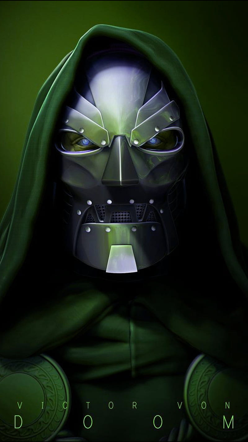 Victor, dr doom, face, green, mask, victor von doom, HD phone wallpaper