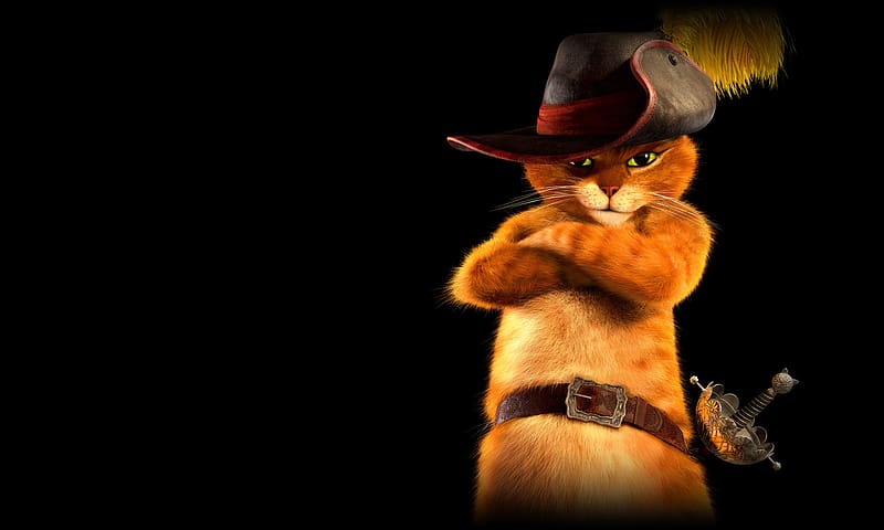 Puss In Boots, Cat, Hat, Movie, HD wallpaper