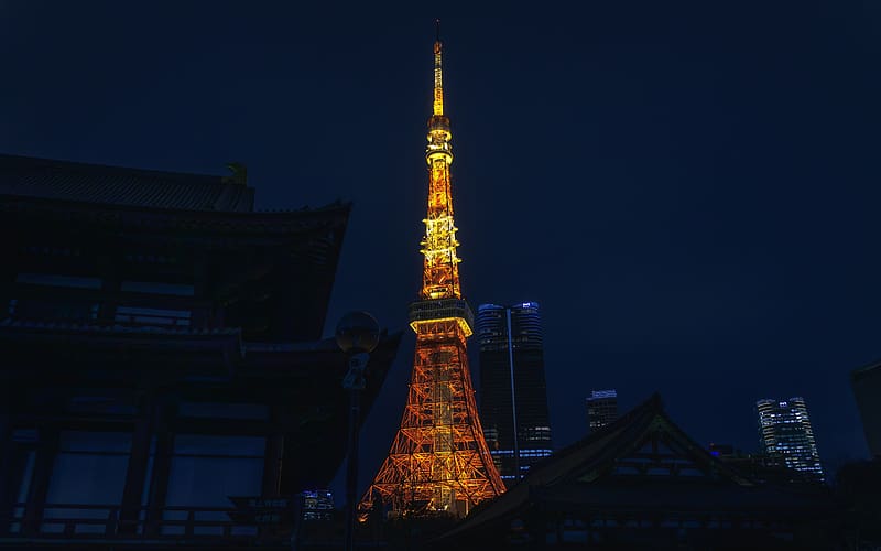 Tokyo Tower Lighting Night Travel Tokyo Japan, HD wallpaper