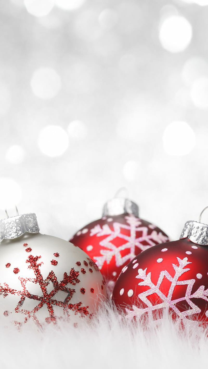 Baubles, christmas, holidays, ornaments, red, santa, snow, xmas, HD phone wallpaper