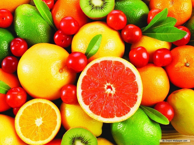 FRUIT COLLAGE, fruit, fantasy, cool orange limon, collage, salad, HD wallpaper