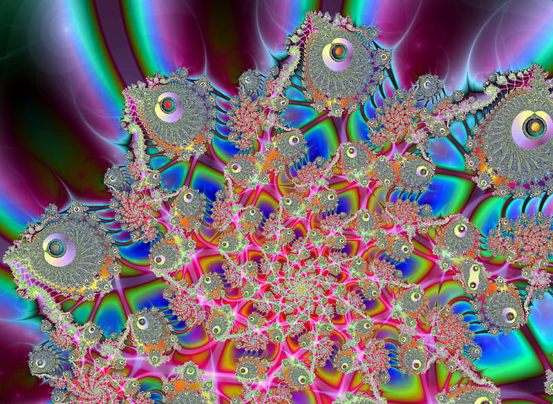 Interconnected, purple, webbed, fractal, HD wallpaper