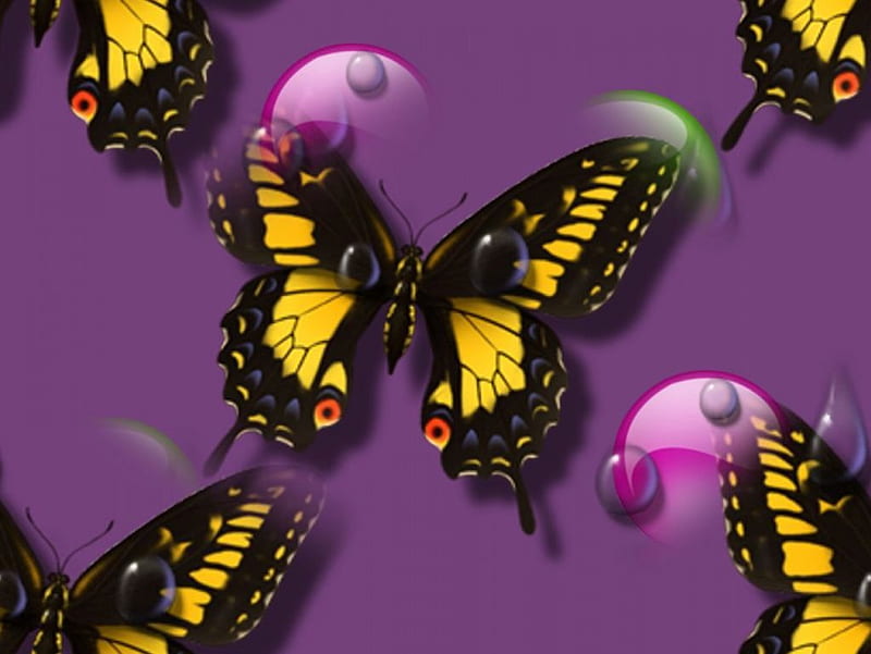 mariposas, delicadas, colors, bolas, HD wallpaper