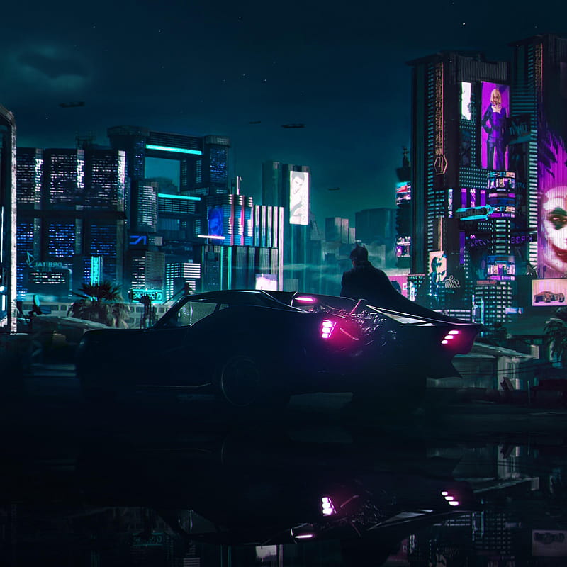 Batman , Batmobile, Cyberpunk, Neon, Graphics CGI, Batman Cool Neon, HD phone wallpaper