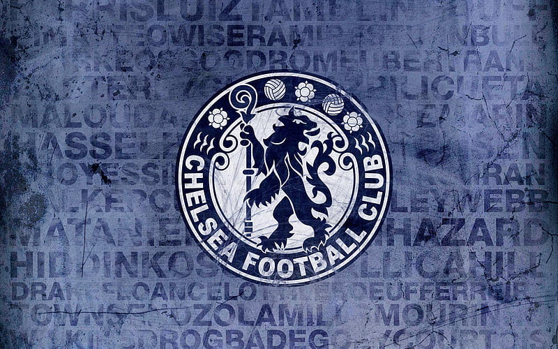 Chelsea FC, fan art, grunge, Premier League, English football club, soccer, football, The Pensioners, Chelsea, blue background, London, England, HD wallpaper